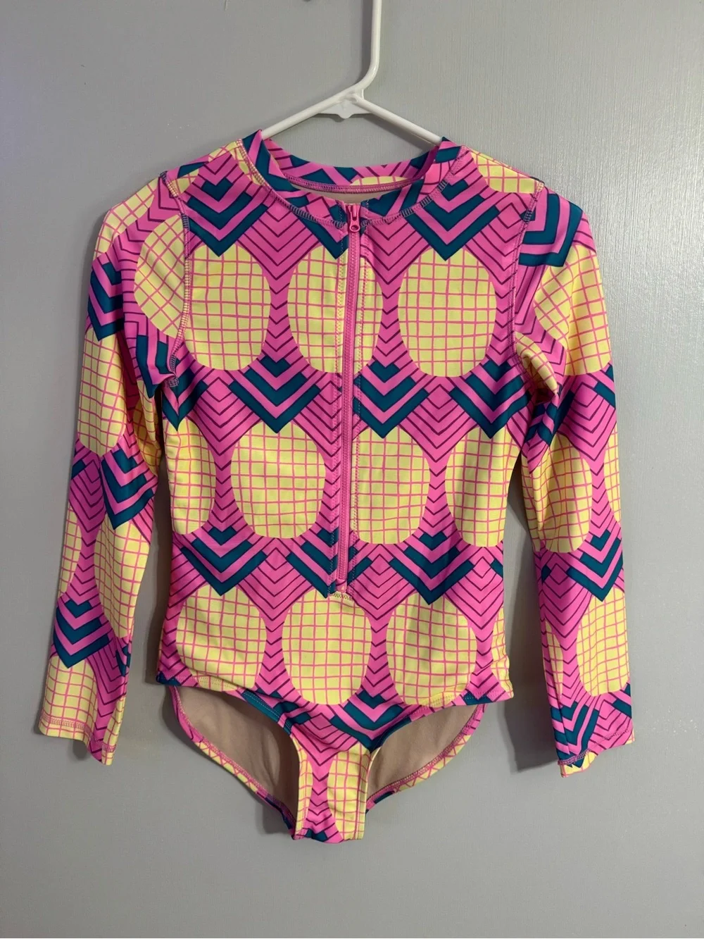 Tea Collection Girls' Long Sleeve Front Zipper One Piece Swimsuit Size 14